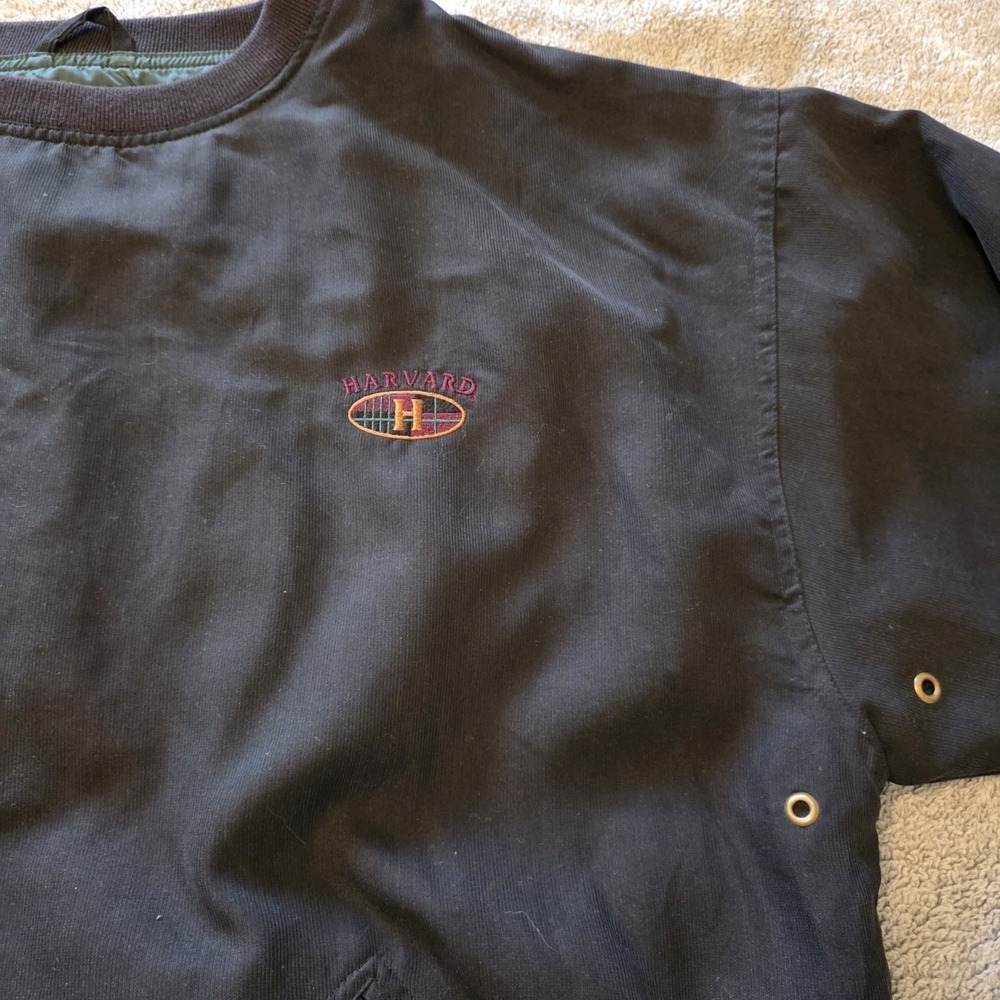Vintage 90s Gear For Sports Harvard Black Pullover With Pockets Mens Size Large